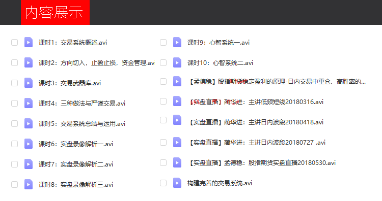 孟德稳期货蔺华进高频与波段交易实盘交易培训视频心智系统