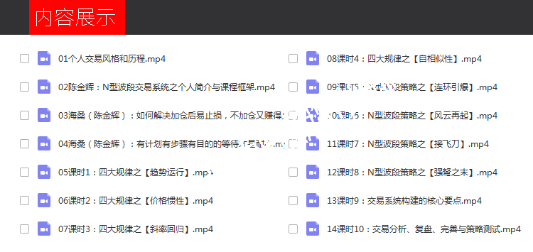 海桑期货陈金辉N形波段交易法期货培训视频
