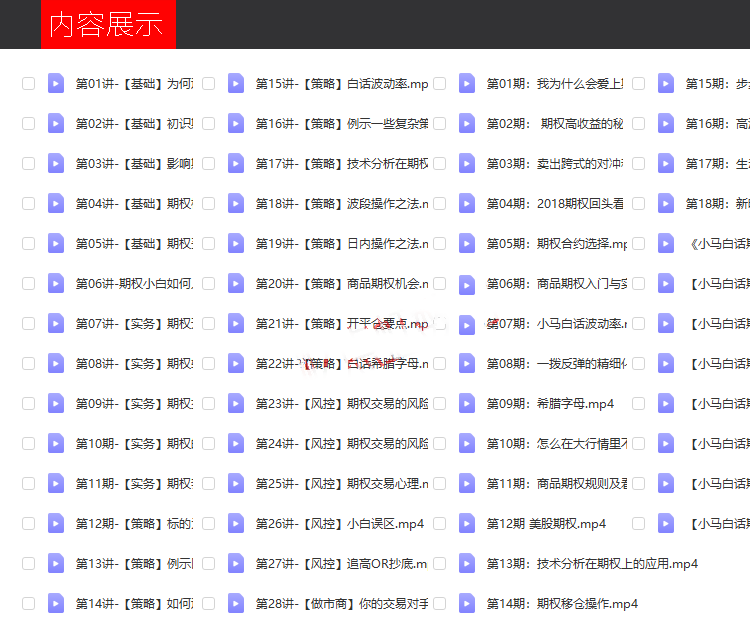 小马白话期权教程视频U盘 共三季54集 1年100倍的稳健交易心法